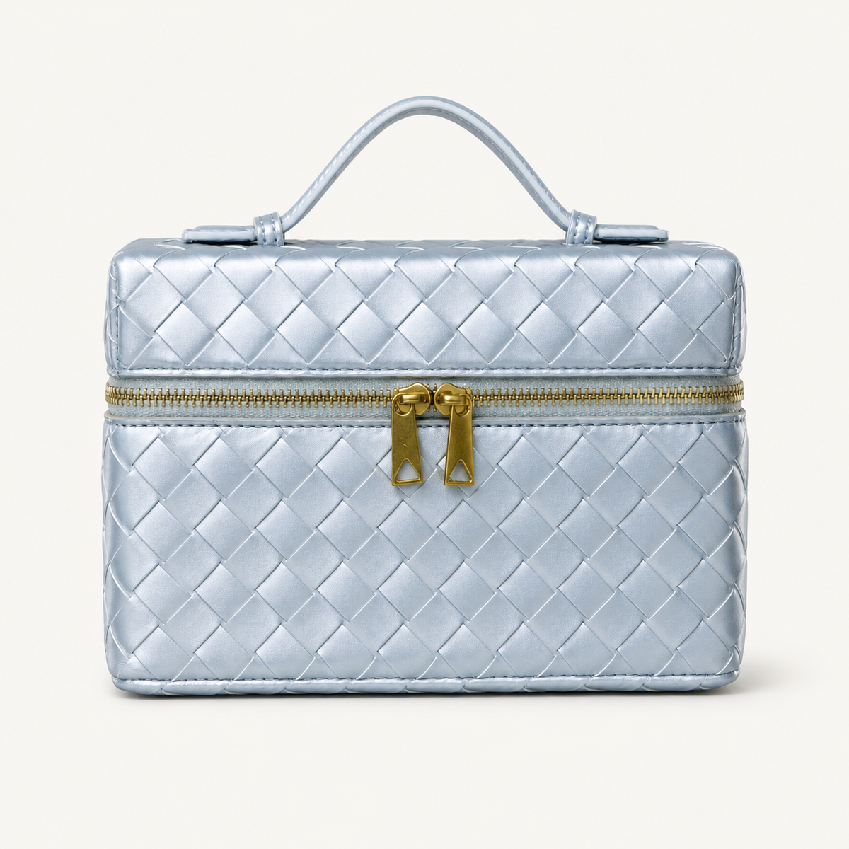 Burgundy structured woven top-handle bag with gold-tone hardware on white background