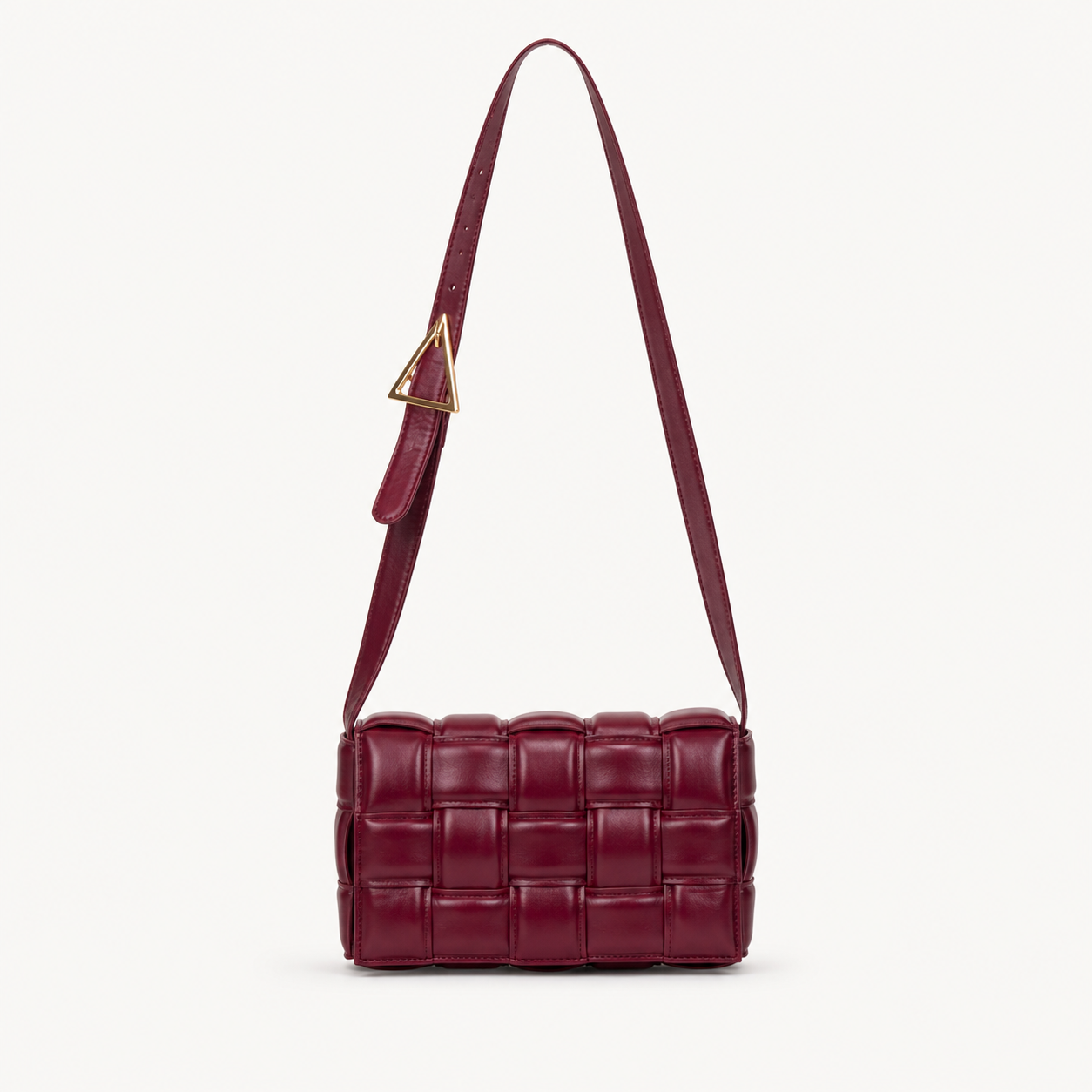 Burgundy Padded Woven Crossbody Bag - primary